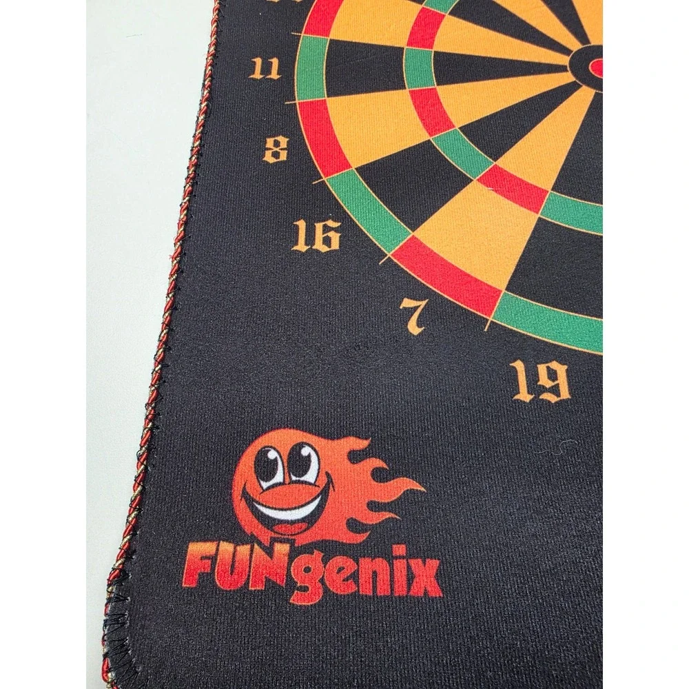 FUNgenix Magnetic Dart Board Set Double Sided Roll Up‎ 12 Darts Black Red Yellow